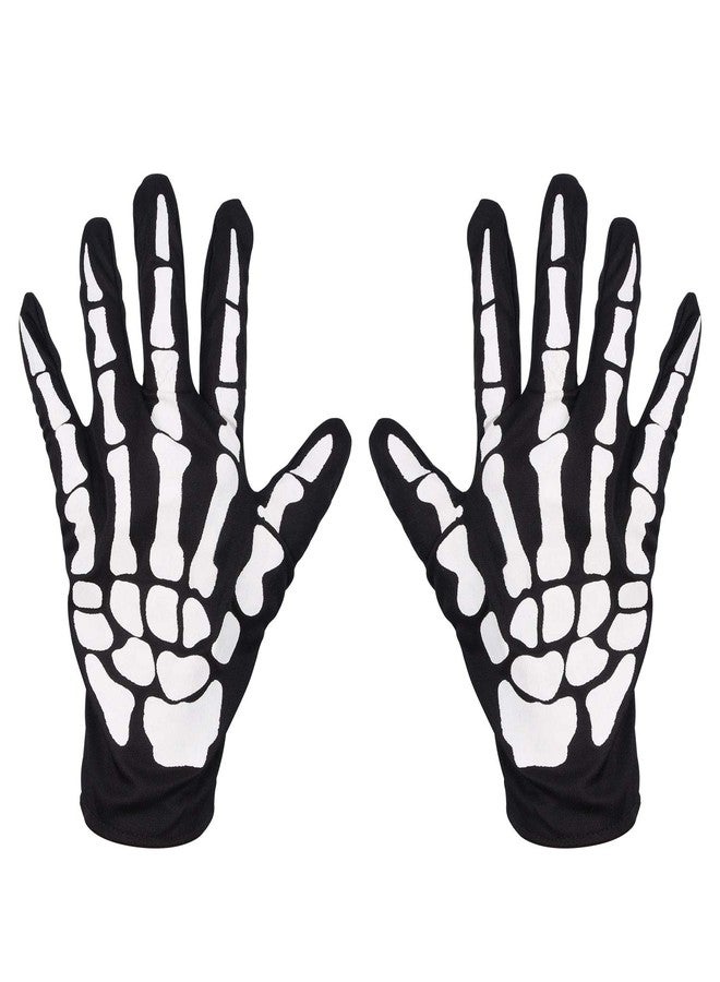 Mr Warm Halloween Skeleton Gloves,Full Finger Skeleton Pattern Gloves Cosplay Costume Accessories for Men Women Adults - Image 1